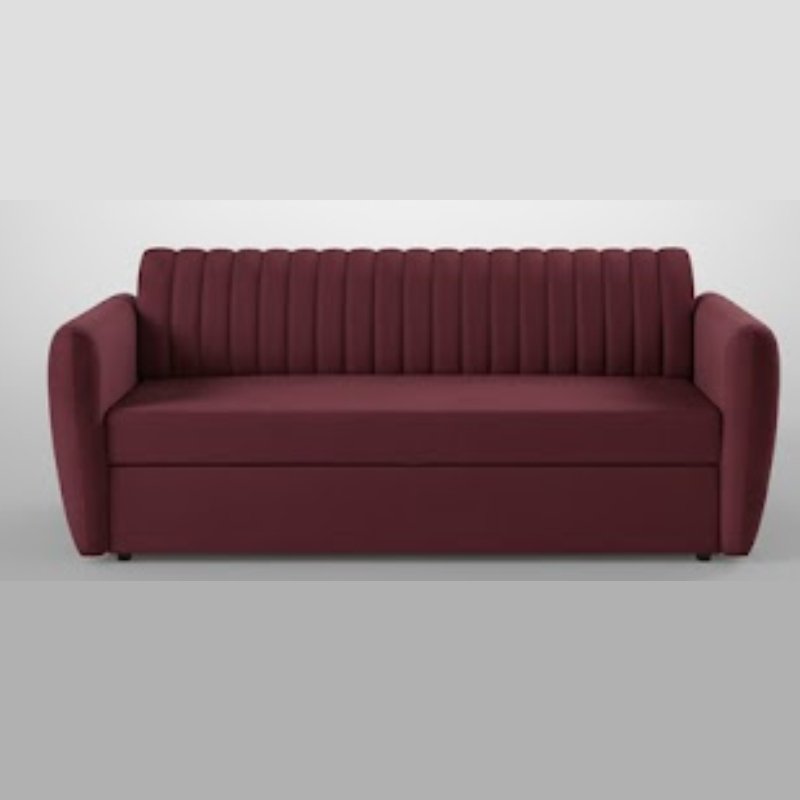 Banshee Suede Pull Out Sofa Cum Bed in Wine Red