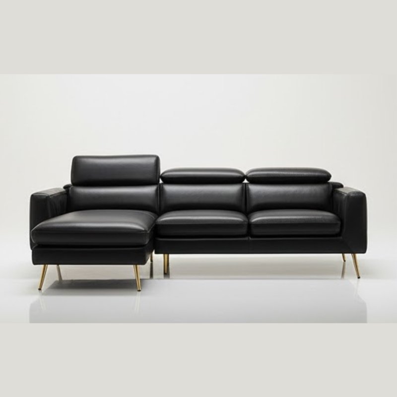 Ultemo L-Shape Sofa with Adjustable Headrest in Black