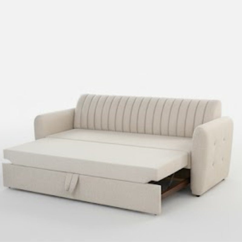 Banshee Fabric Pull Out Sofa Cum Bed in Beige