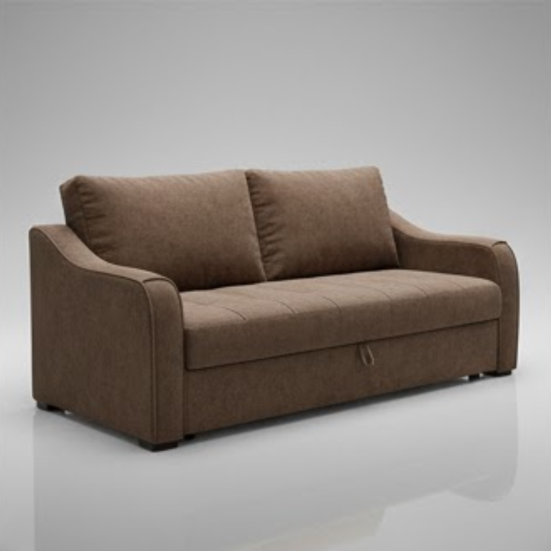 Eldorado Pull-Out Sofa Cum Bed with Storage in Brown Colour