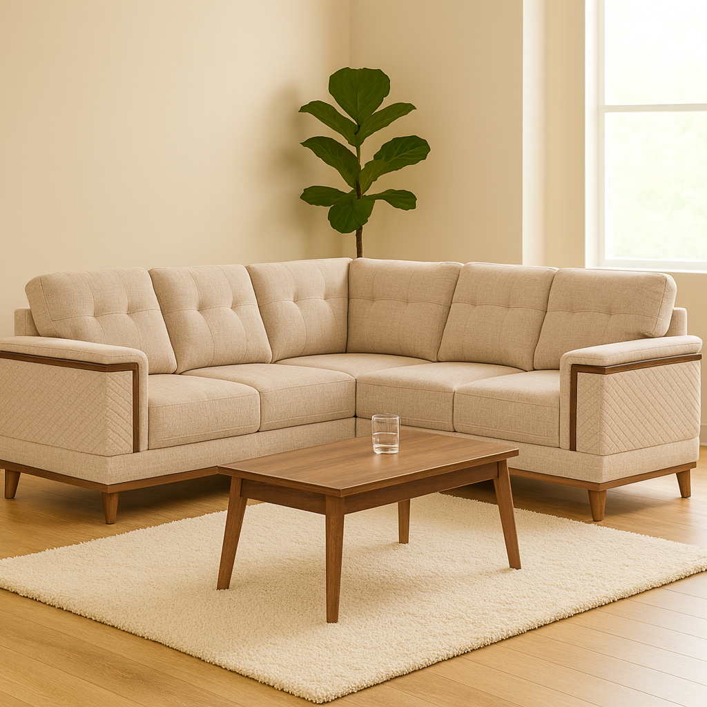 Tranquil Fabric Corner Sofa (Beige)