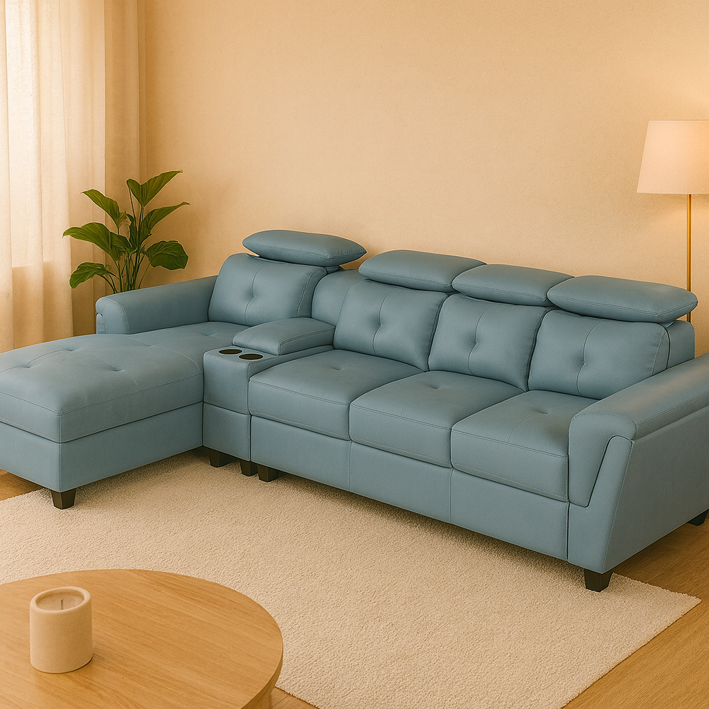 Imperial L-Shape Sofa  in Sky Blue
