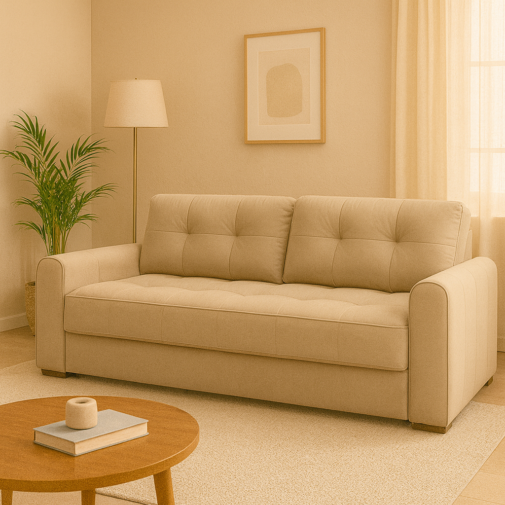 Caroline Convertible Sofa Cum Bed in Cream Colour