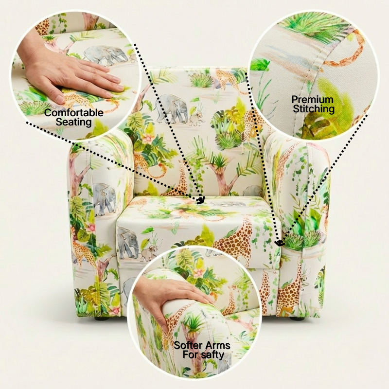 Premium Kids Arm Chair – Jungle Theme (Ages 2–6)